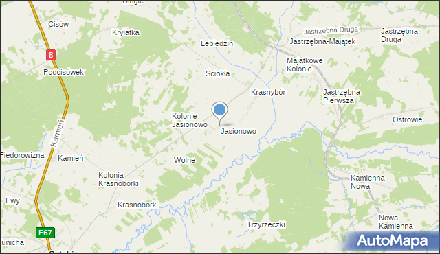 mapa Jasionowo, Jasionowo gmina Sztabin na mapie Targeo