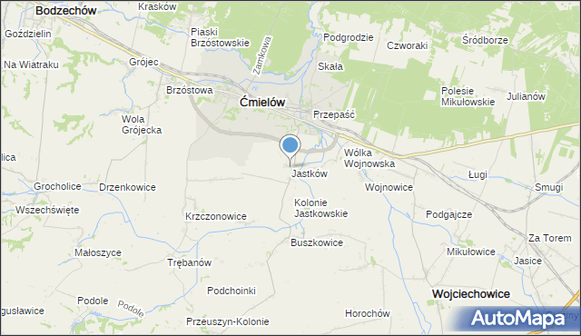 mapa Jastków, Jastków gmina Ćmielów na mapie Targeo