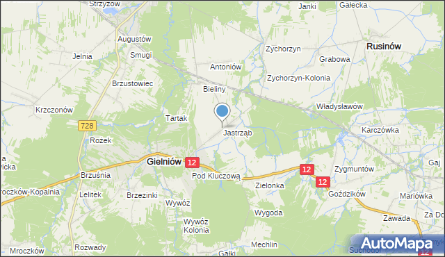 mapa Jastrząb, Jastrząb gmina Gielniów na mapie Targeo