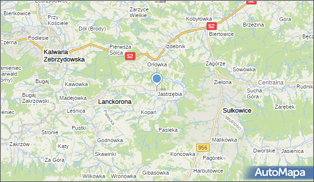 mapa Jastrzębia, Jastrzębia gmina Lanckorona na mapie Targeo