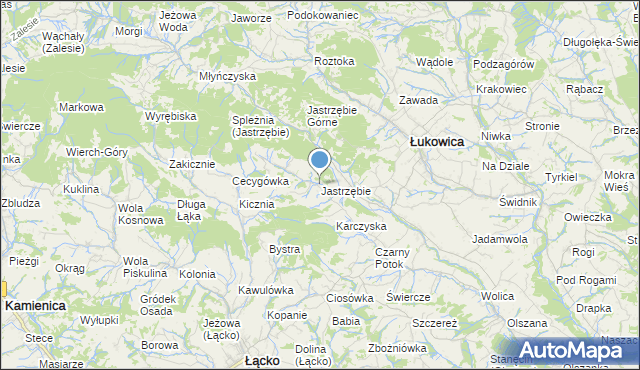 mapa Jastrzębie, Jastrzębie gmina Łukowica na mapie Targeo