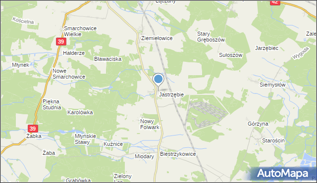 mapa Jastrzębie, Jastrzębie gmina Namysłów na mapie Targeo