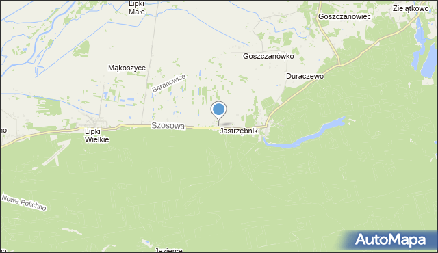mapa Jastrzębnik, Jastrzębnik gmina Santok na mapie Targeo
