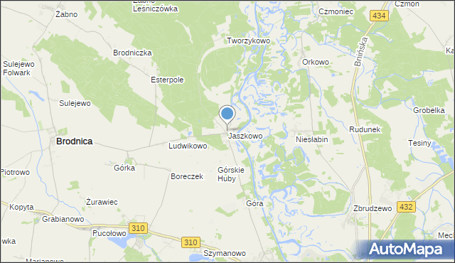 mapa Jaszkowo, Jaszkowo gmina Brodnica na mapie Targeo