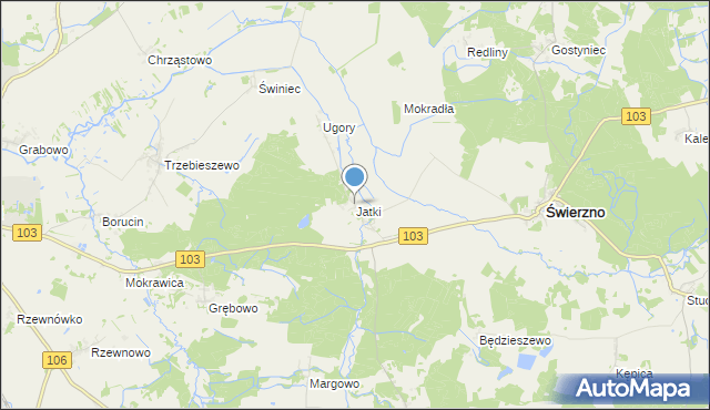 mapa Jatki, Jatki gmina Świerzno na mapie Targeo