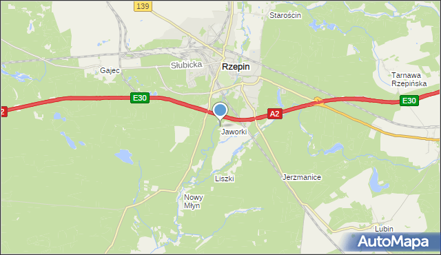 mapa Jaworki, Jaworki gmina Rzepin na mapie Targeo