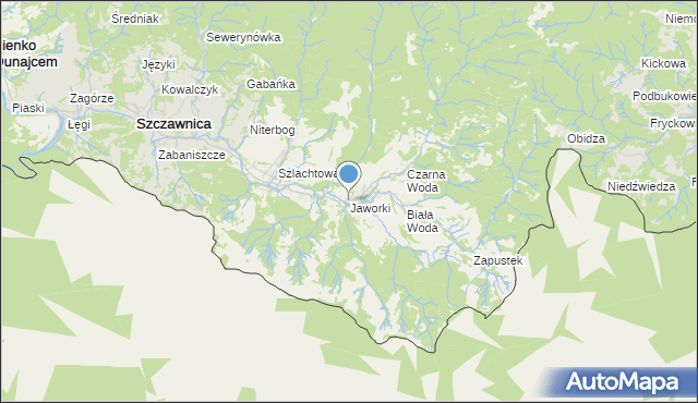 mapa Jaworki, Jaworki gmina Szczawnica na mapie Targeo