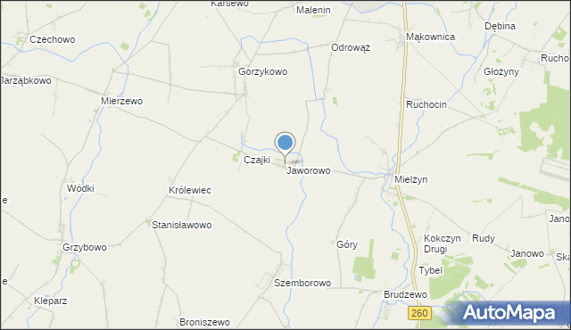 mapa Jaworowo, Jaworowo gmina Witkowo na mapie Targeo