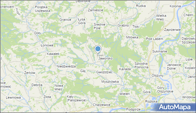 mapa Jaworsko, Jaworsko na mapie Targeo