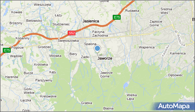 mapa Jaworze, Jaworze powiat bielski na mapie Targeo