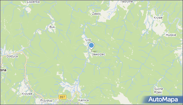 mapa Jaworzec, Jaworzec na mapie Targeo