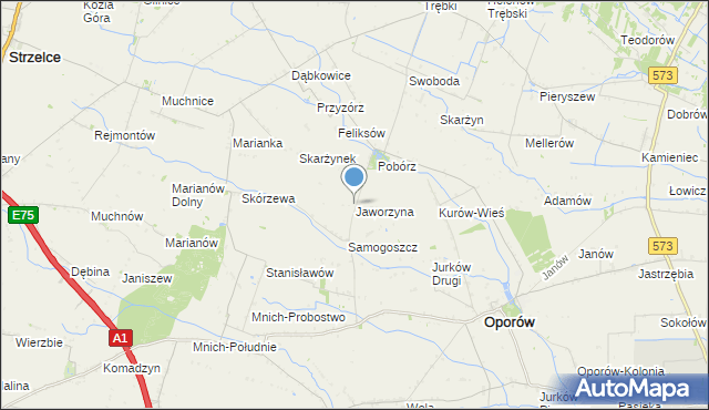 mapa Jaworzyna, Jaworzyna gmina Oporów na mapie Targeo