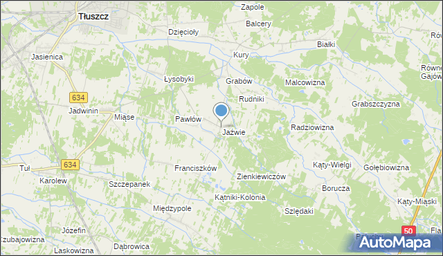 mapa Jaźwie, Jaźwie na mapie Targeo