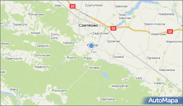 mapa Jaźwiny, Jaźwiny gmina Czernikowo na mapie Targeo