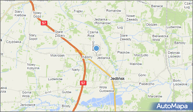 mapa Jedlanka, Jedlanka gmina Jedlińsk na mapie Targeo