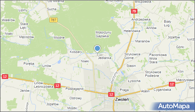 mapa Jedlanka, Jedlanka gmina Zwoleń na mapie Targeo