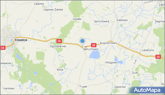mapa Jędrychowo, Jędrychowo gmina Kisielice na mapie Targeo