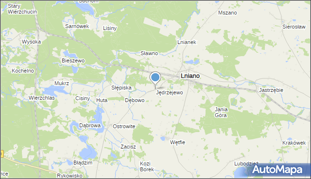 mapa Jędrzejewo, Jędrzejewo gmina Lniano na mapie Targeo