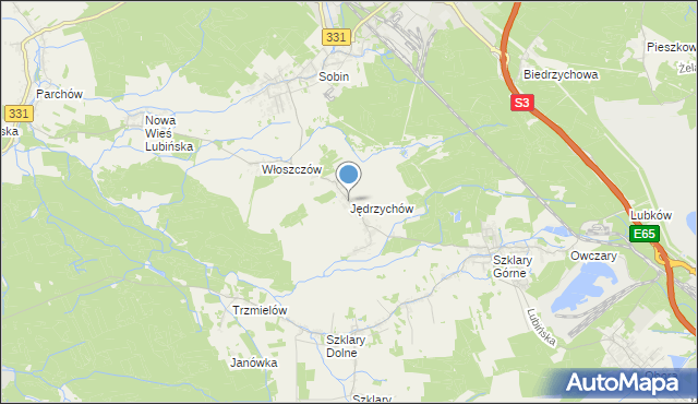 mapa Jędrzychów, Jędrzychów gmina Polkowice na mapie Targeo