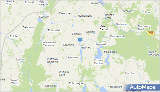 mapa Jegliniec, Jegliniec gmina Krasnopol na mapie Targeo