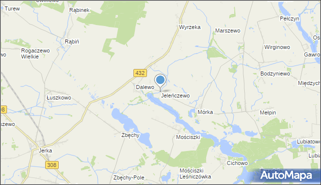 mapa Jeleńczewo, Jeleńczewo na mapie Targeo