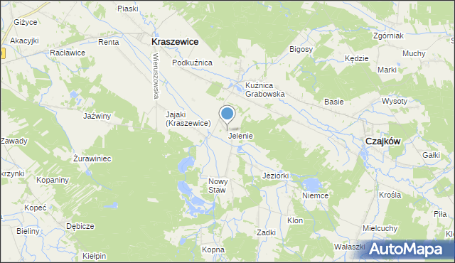 mapa Jelenie, Jelenie gmina Kraszewice na mapie Targeo