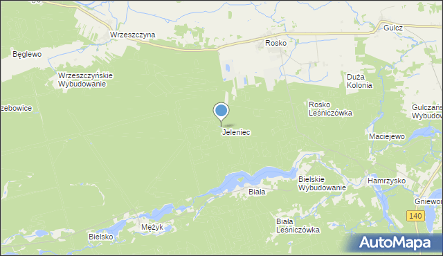 mapa Jeleniec, Jeleniec gmina Wieleń na mapie Targeo