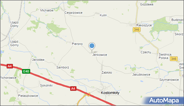 mapa Jenkowice, Jenkowice gmina Kostomłoty na mapie Targeo