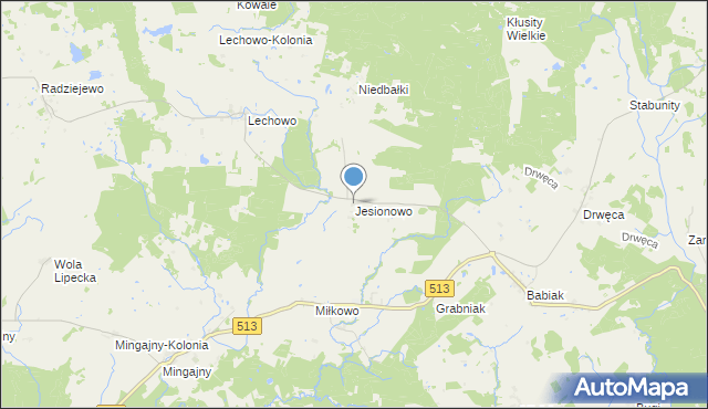 mapa Jesionowo, Jesionowo gmina Pieniężno na mapie Targeo