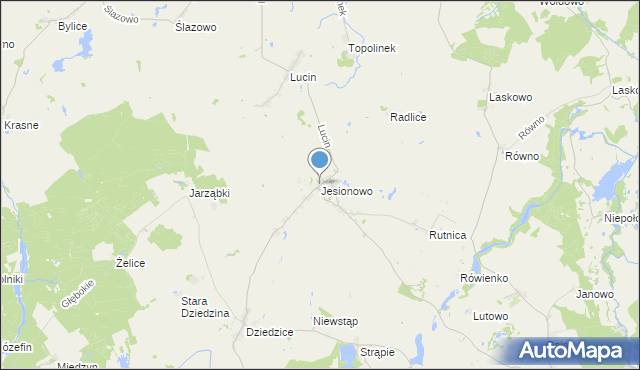 mapa Jesionowo, Jesionowo gmina Przelewice na mapie Targeo