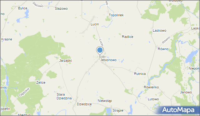 mapa Jesionowo, Jesionowo gmina Przelewice na mapie Targeo