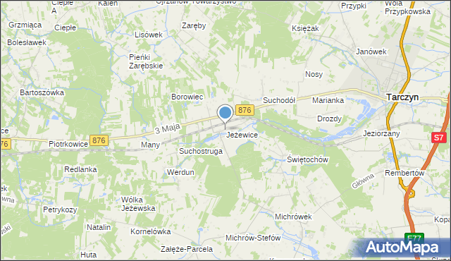 mapa Jeżewice, Jeżewice gmina Tarczyn na mapie Targeo
