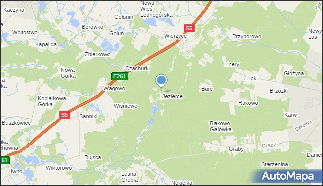 mapa Jezierce, Jezierce gmina Pobiedziska na mapie Targeo