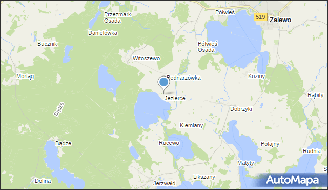 mapa Jezierce, Jezierce gmina Zalewo na mapie Targeo