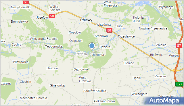 mapa Jeziórka, Jeziórka gmina Pniewy na mapie Targeo