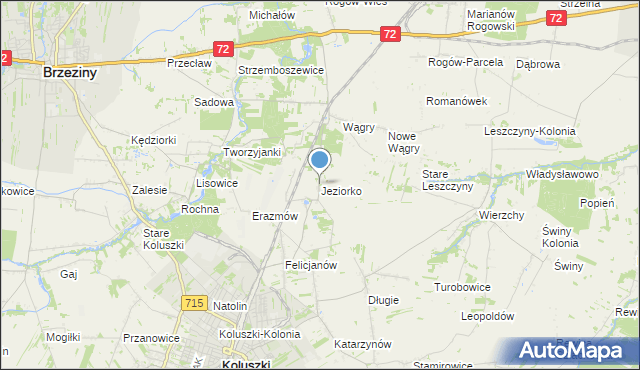 mapa Jeziorko, Jeziorko gmina Koluszki na mapie Targeo