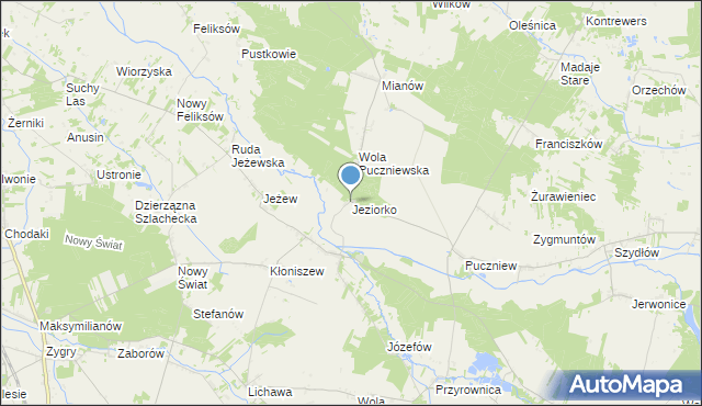 mapa Jeziorko, Jeziorko gmina Lutomiersk na mapie Targeo