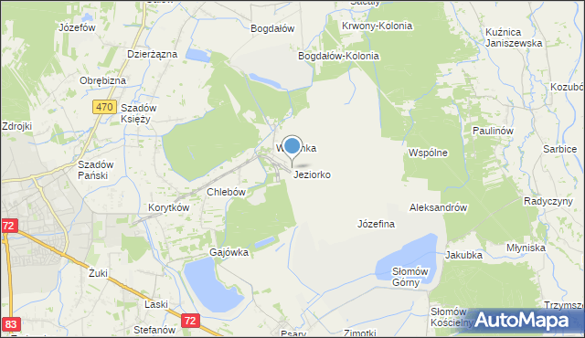 mapa Jeziorko, Jeziorko gmina Przykona na mapie Targeo