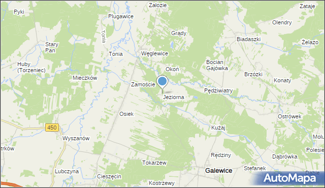 mapa Jeziorna, Jeziorna gmina Galewice na mapie Targeo