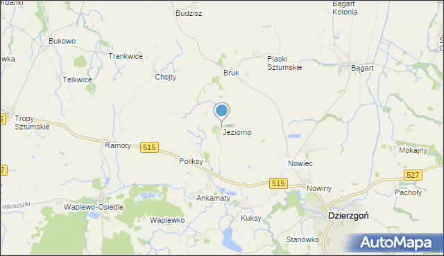 mapa Jeziorno, Jeziorno gmina Dzierzgoń na mapie Targeo