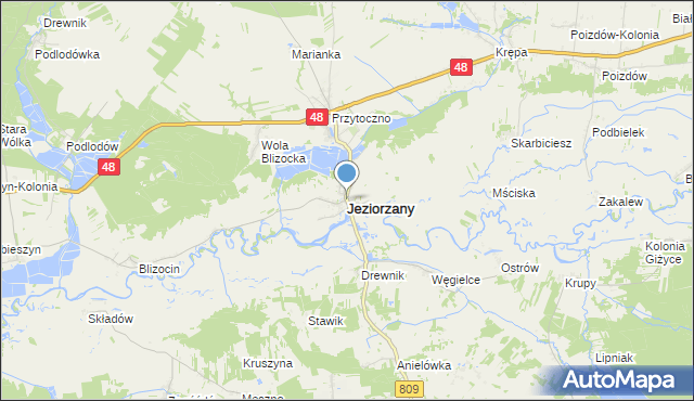 mapa Jeziorzany, Jeziorzany powiat lubartowski na mapie Targeo