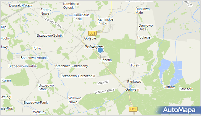 mapa Józefin, Józefin gmina Poświętne na mapie Targeo