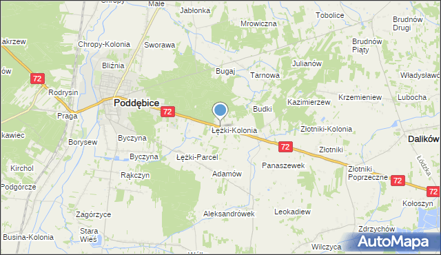 mapa Józefka, Józefka gmina Poddębice na mapie Targeo