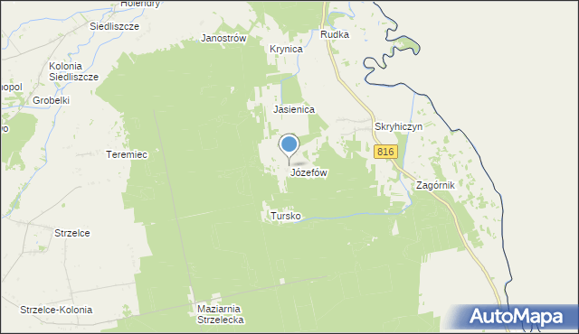 mapa Józefów, Józefów gmina Dubienka na mapie Targeo