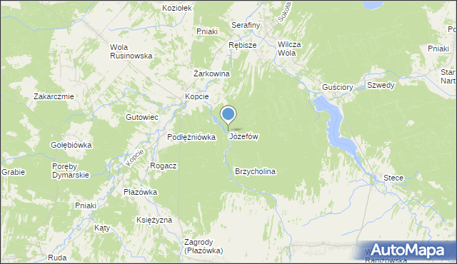 mapa Józefów, Józefów gmina Dzikowiec na mapie Targeo