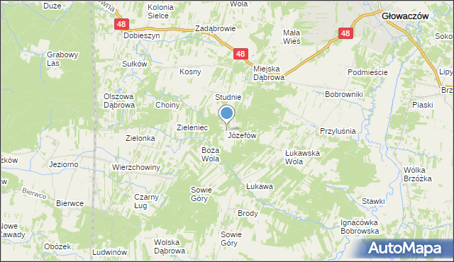 mapa Józefów, Józefów gmina Głowaczów na mapie Targeo