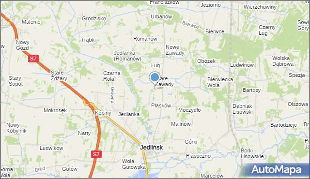 mapa Józefów, Józefów gmina Jedlińsk na mapie Targeo