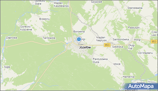 mapa Józefów, Józefów powiat biłgorajski na mapie Targeo