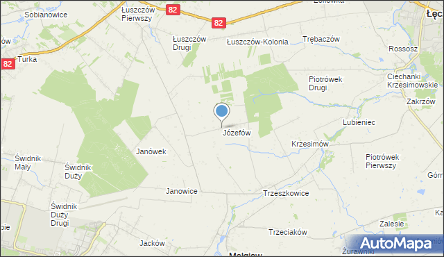 mapa Józefów, Józefów gmina Mełgiew na mapie Targeo