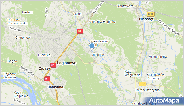 mapa Józefów, Józefów gmina Nieporęt na mapie Targeo